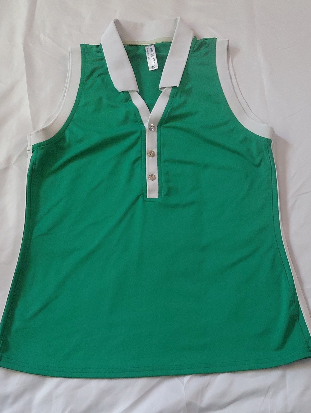 inPhorm Alexa Performance Sleeveless Kelly Green White Polo M